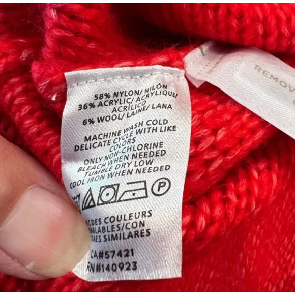 **NWT Loft Crimson Red Relaxed Fit Stitchy Cable Knit Sweater - Picture 6 of 6